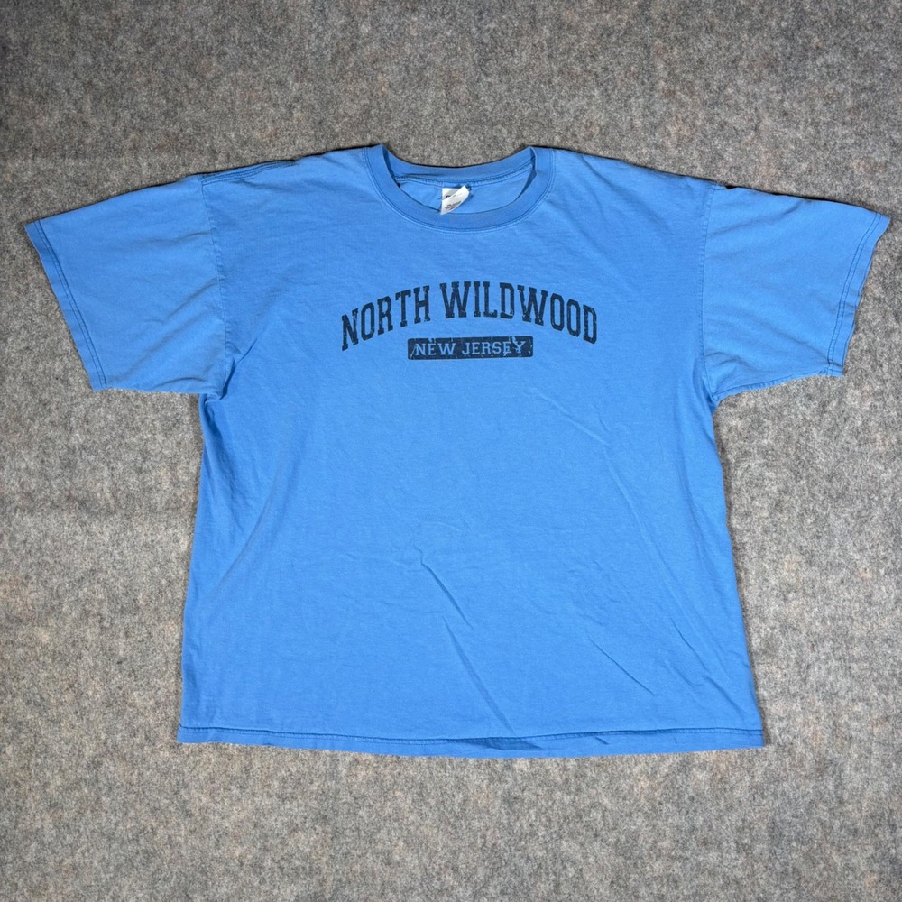 VTG North Wildwood NJ T-Shirt Mens 2XL Anvil Blue Cotton Souvenir Graphic Tee